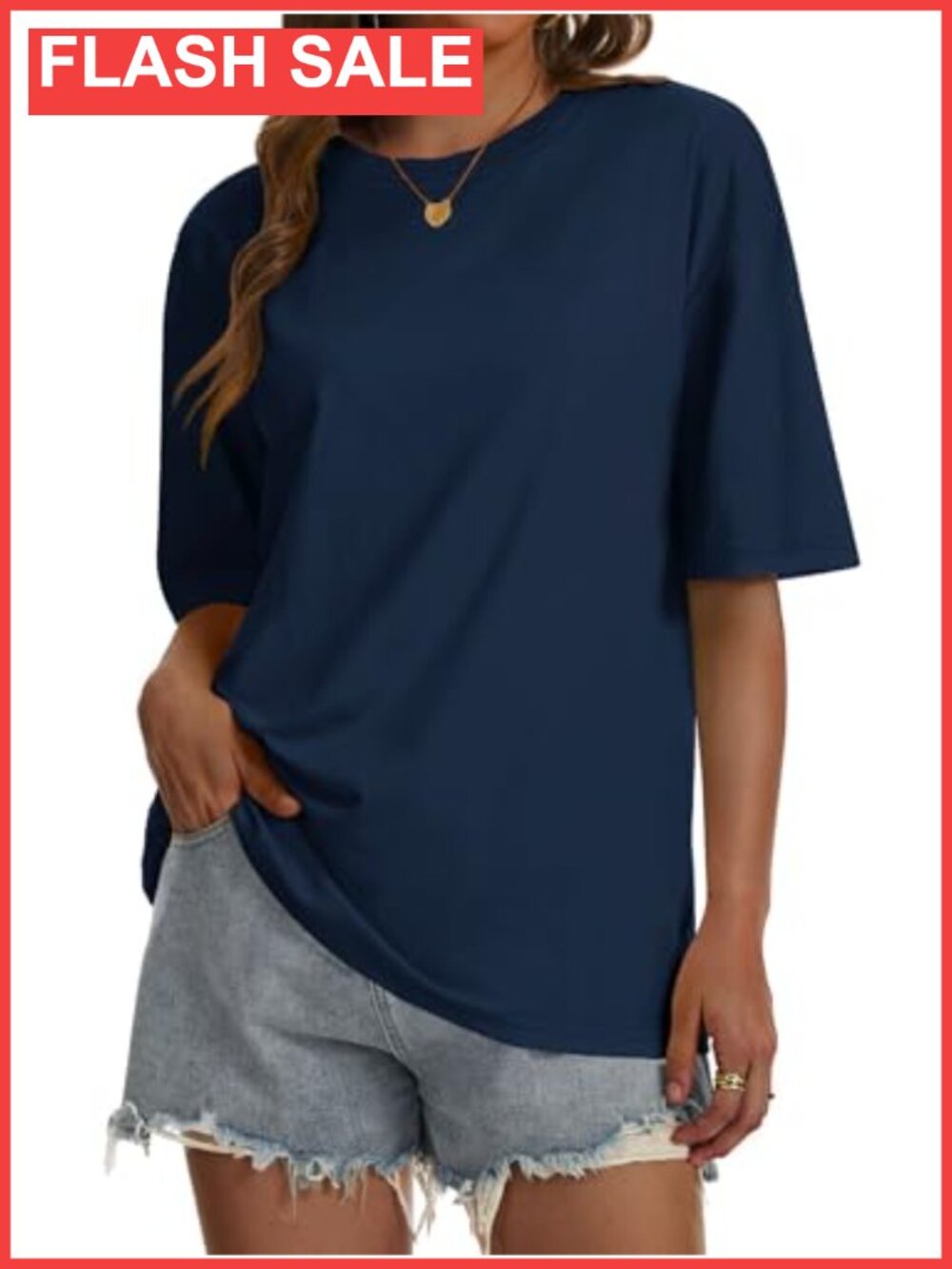 Women's Oversized Cotton Blend T-Shirt Loose Fit Short Sleeve Crewneck